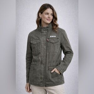 Levi’s Utility Military Jacket Women’s Medium Olive Green Cotton Field Jacket
